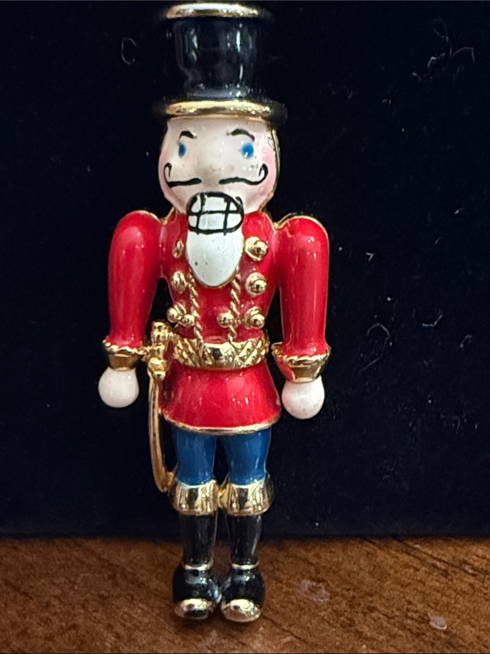 Vintage Enamel Toy Soldier Nutcracker Brooch Pin